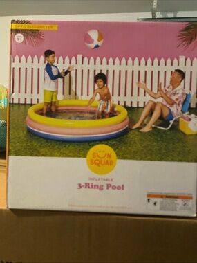 Sun Squad Inflatable 3-Ring Pool - Yellow, Pink, Blue